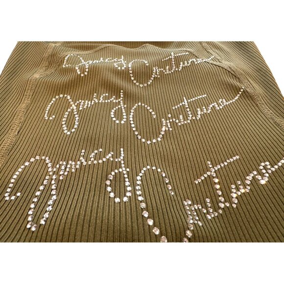 Juicy Couture Ribbed Compression Shorts Olive Green with Bling Logo Women's Smal - Picture 3 of 4